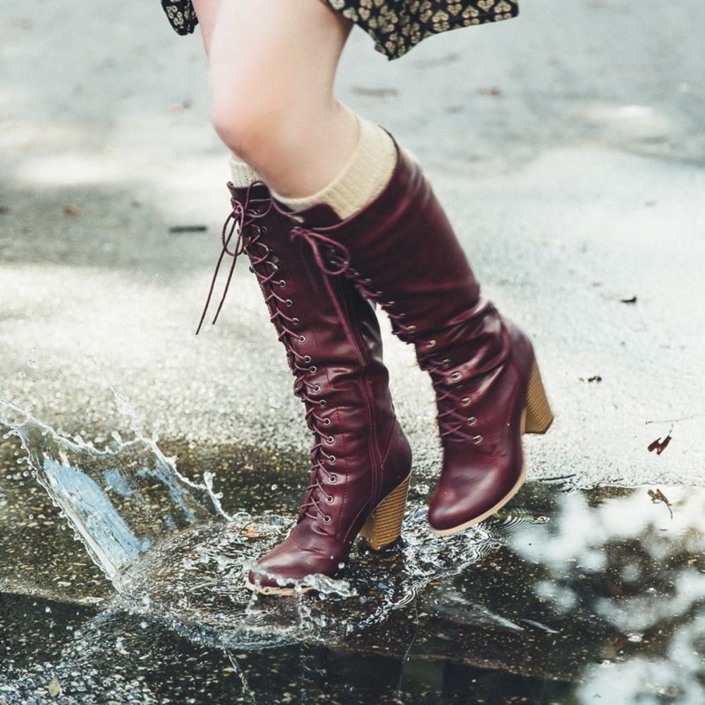 ISO Francesca’s Victoria Burgundy Lace Up Boots